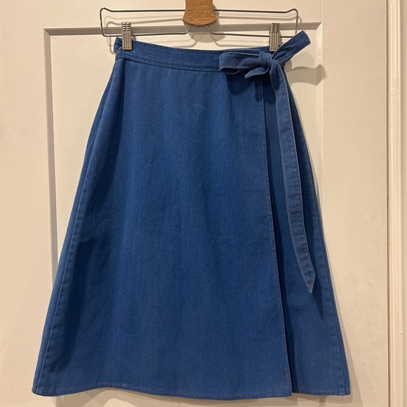 Vintage Dresses & Skirts - Vintage 1970s blue wrap skirt